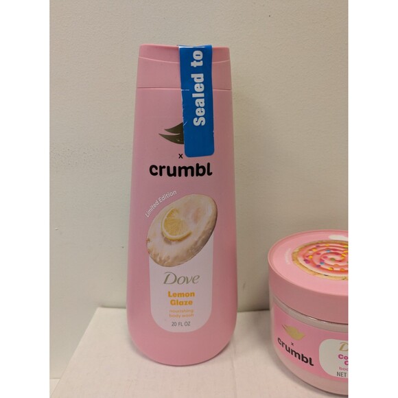 DOVE CRUMBL Lemon Glaze & Cake NEW SET Body Scrub Wash Deodorant Limited Edition - Picture 2 of 5